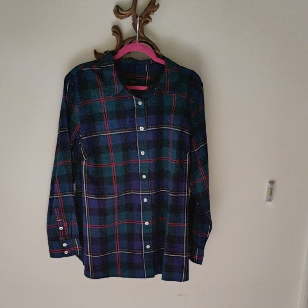 Talbots Women's Multicolor Plaid Button Down Shirt
